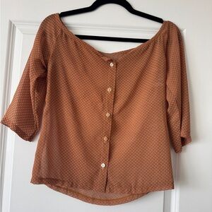 Vintage Sheer Boatneck Button-Up Top